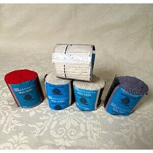 Lot of 5 Vintage Spinnerin Pure Virgin Wool Rug Yarn Matched Dye Lots Crafts